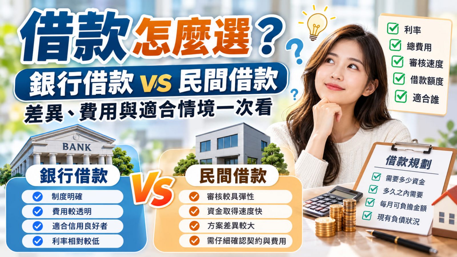 借款怎麼選？銀行借款 vs 民間借款差異、費用與適合情境一次看