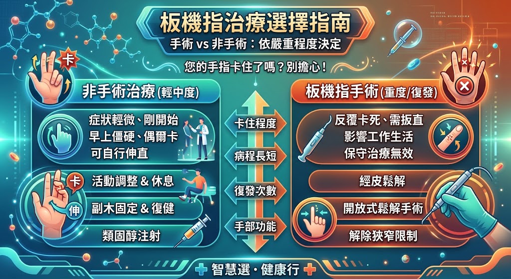 板機指手術 vs 非手術治療怎麼選？症狀、差異、恢復期與治療方式完整比較